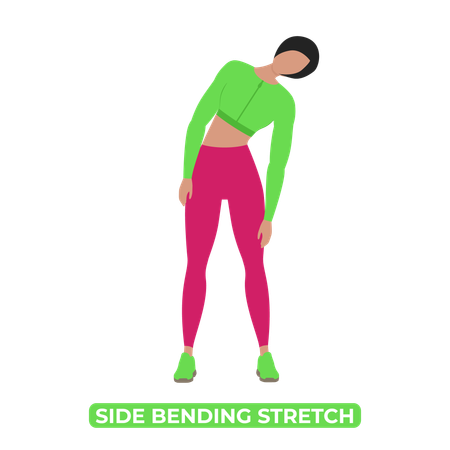 Woman Doing Side Bending Stretch  Illustration