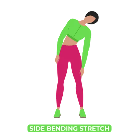 Woman Doing Side Bending Stretch  Illustration