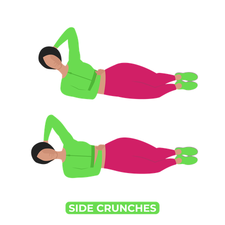 Woman Doing Side Crunches  Illustration