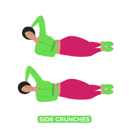 Bodyweight Fitness Obliques Workout Exercise An Educational Illustration On A White Background Illustration