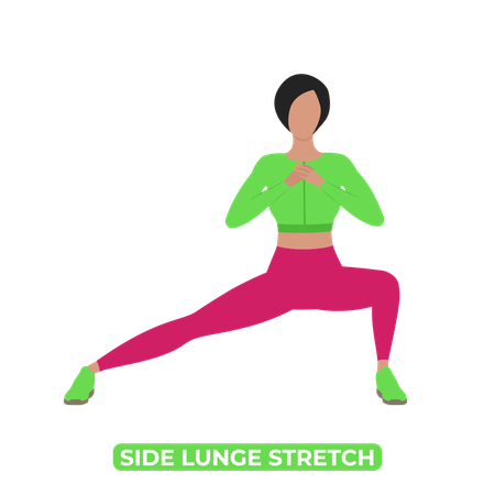 Woman Doing Side Lunge Stretch  일러스트레이션