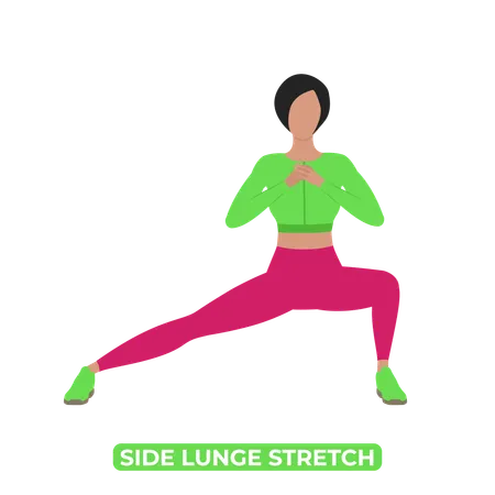 Woman Doing Side Lunge Stretch  일러스트레이션