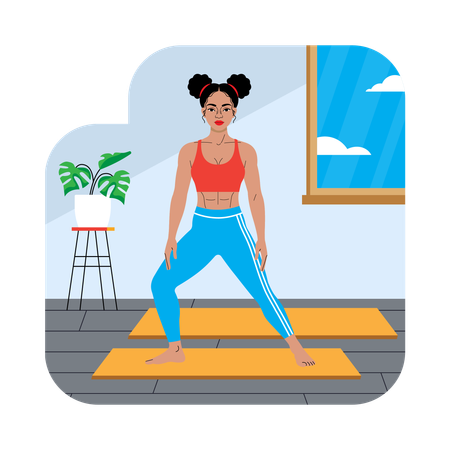 Woman doing Side Lunges exercise  Illustration