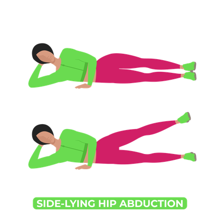 Woman Doing Side Lying Hip Abduction  イラスト