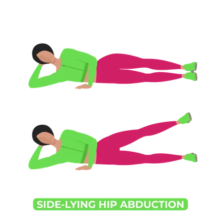 Lying Side Leg Lift Bodyweight Fitness Legs Glute Workout Exercise An Educational Illustration On A White Background イラスト