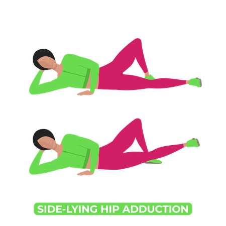 Woman Doing Side Lying Hip Adduction  Illustration