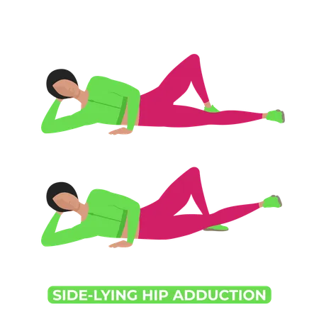 Woman Doing Side Lying Hip Adduction  Illustration