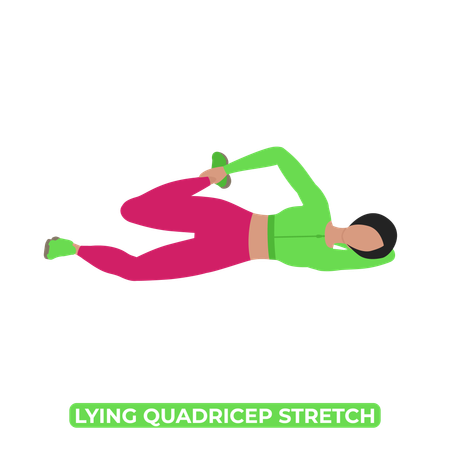 Woman Doing Side Lying Quadricep Stretch  Illustration