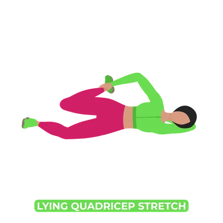 Woman Doing Side Lying Quadricep Stretch  Illustration
