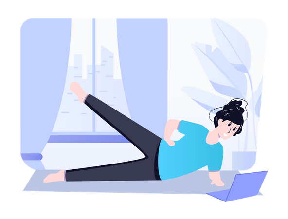 Woman doing side plank  Illustration