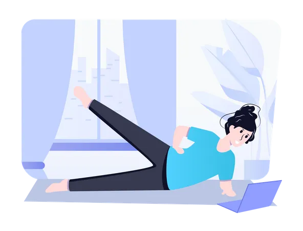 Woman doing side plank  Illustration