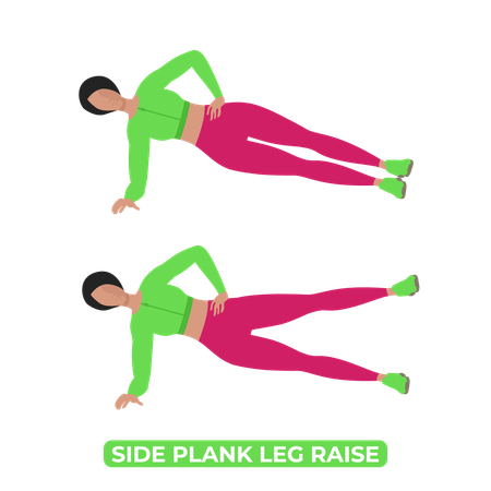 Woman Doing Side Plank Leg Raise  イラスト