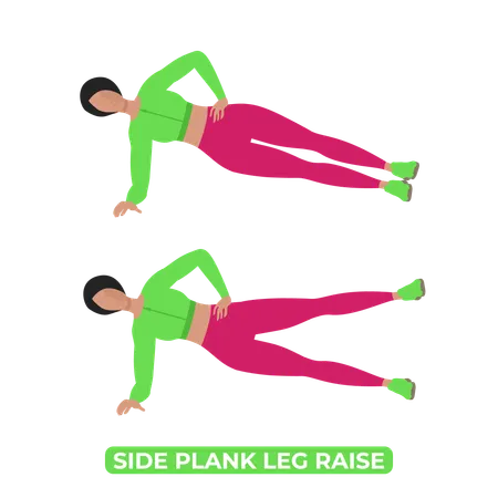Woman Doing Side Plank Leg Raise  Illustration