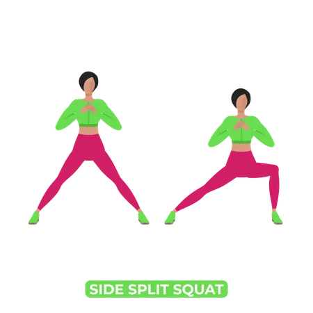 Woman Doing Side Split Squat  Illustration