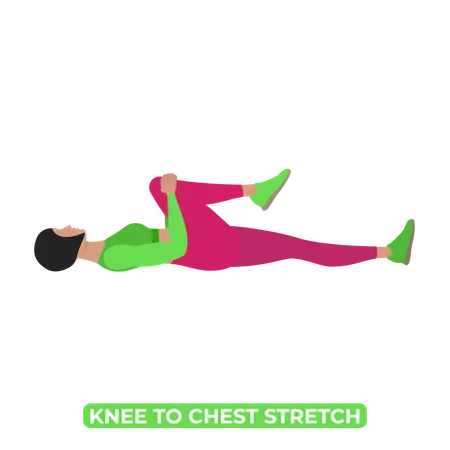 Woman Doing Single Knee To Chest Stretch  Illustration