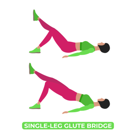 Woman Doing Single Leg Glute Bridge  イラスト