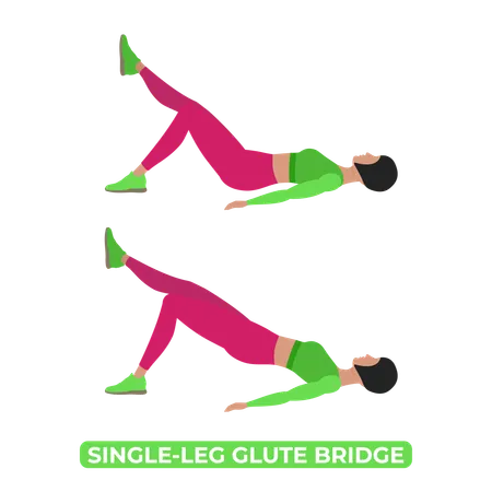 One Leg Butt Bridge Bodyweight Fitness Legs Workout Exercise An Educational Illustration On A White Background イラスト