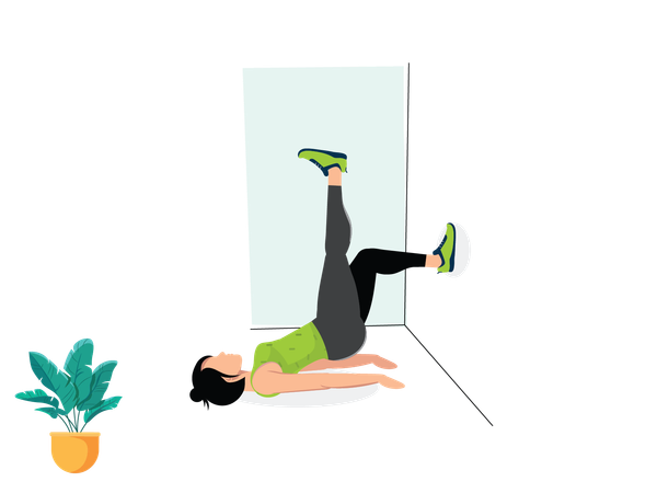 Woman doing Single-Leg Wall Bridge  Illustration