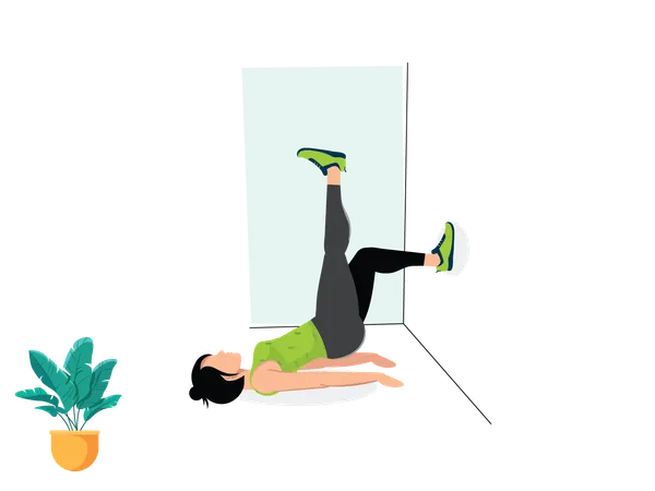 Woman doing Single-Leg Wall Bridge  Illustration