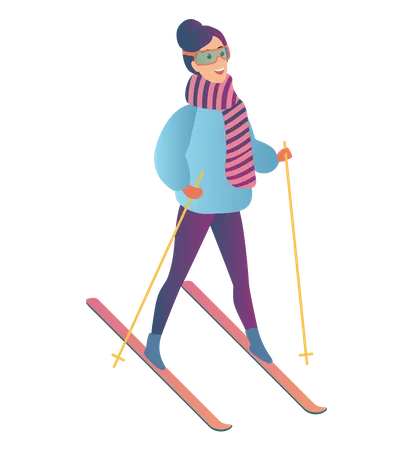 Woman doing skiing  Illustration