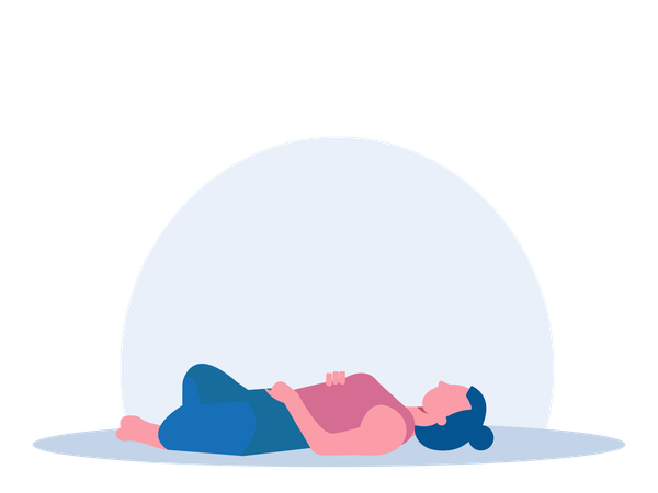 Woman Doing Sleeping Hero Pose  Illustration