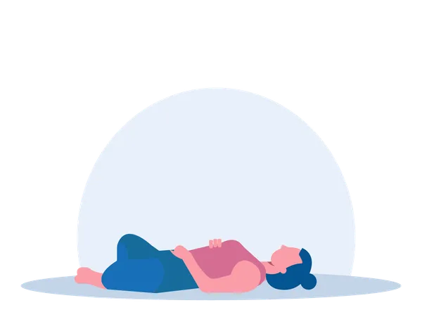 Woman Doing Sleeping Hero Pose  Illustration