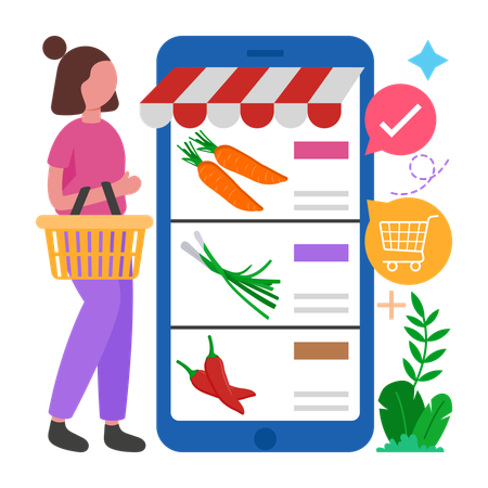 Woman doing Smart Homes Shopping  Illustration