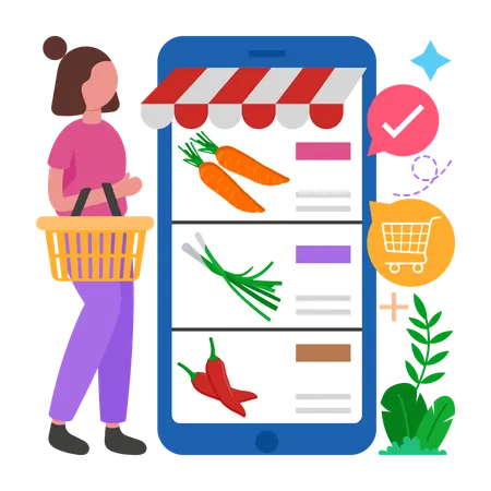 Woman doing Smart Homes Shopping  Illustration