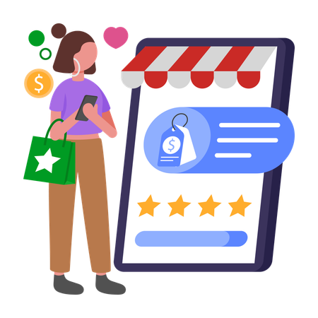 Woman doing Smart Retail  Illustration