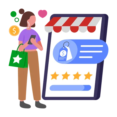 Woman doing Smart Retail  Illustration