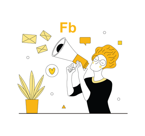 Woman doing social media marketing  Illustration