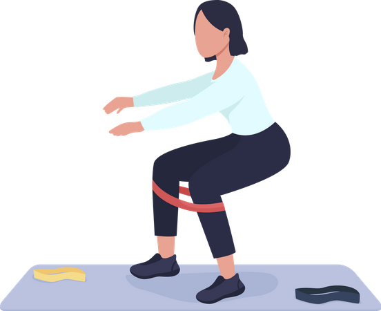 Woman doing squat exercise  Illustration