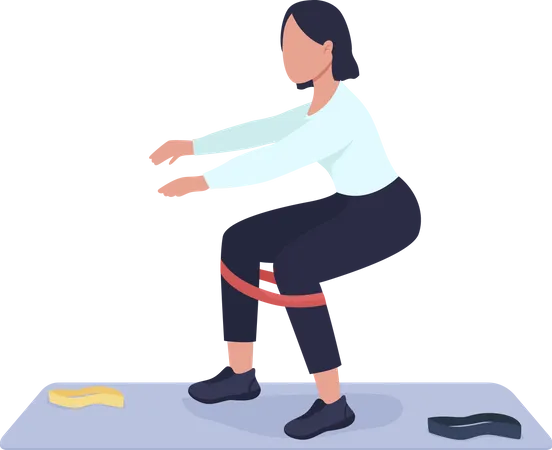 Woman doing squat exercise  Illustration