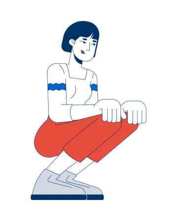 Woman doing squat exercise  Illustration