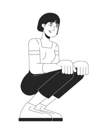 Woman doing squat exercise  Illustration