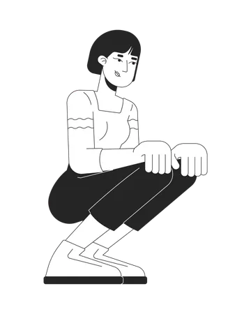 Woman doing squat exercise  Illustration