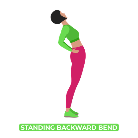 Woman Doing Standing Backward Bend  일러스트레이션