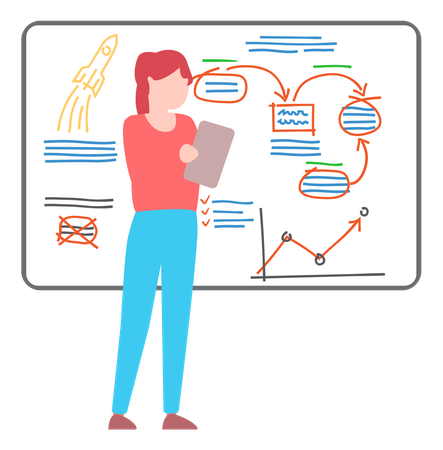 Woman doing startup planning  Illustration