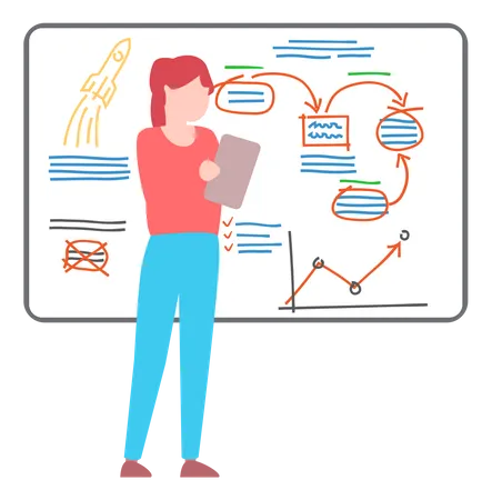 Woman doing startup planning  Illustration