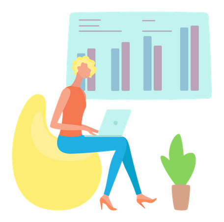 Woman doing statistical analysis  Illustration