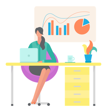 Woman doing statistical data analysis  Illustration