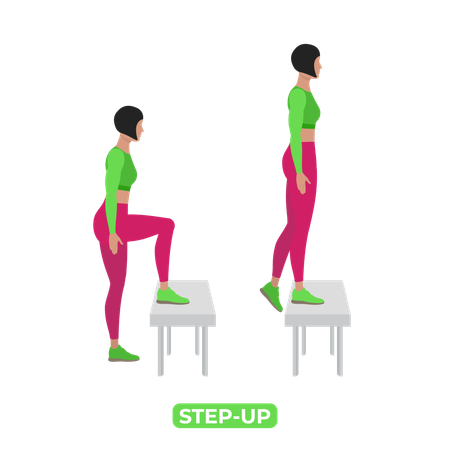 Woman Doing Step Up  Illustration