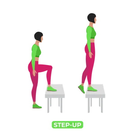 Woman Doing Step Up  Illustration
