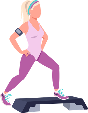 Woman doing step ups  Illustration