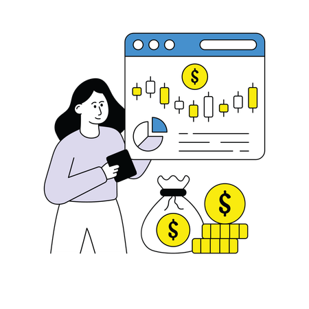 Woman Doing Stock Market Analysis  Illustration