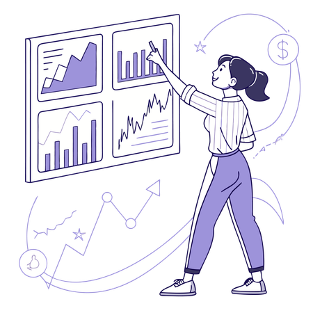 Woman doing stock market investment  Illustration