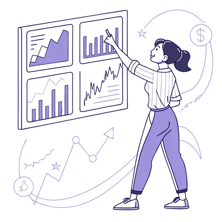Woman doing stock market investment  Illustration