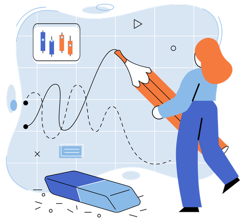 Woman doing stock market manipulation  Illustration