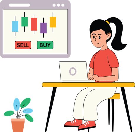 Woman doing stock market trading  Illustration