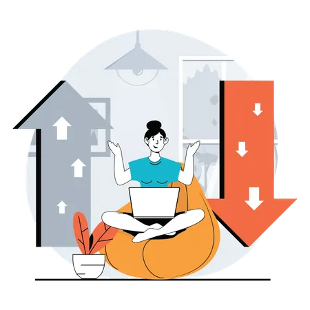 Woman doing stock trading  Illustration